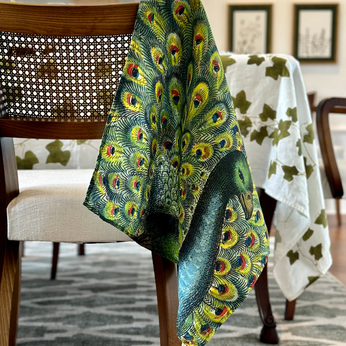 Summerill & Bishop x John Derian "Peacock" Linen Napkin Set of 6 - Image 5