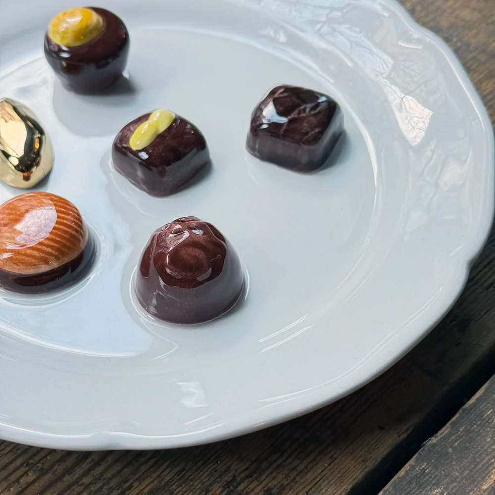 Trompe L'oeil Chocolates Plate with Waved Rim - Image 3