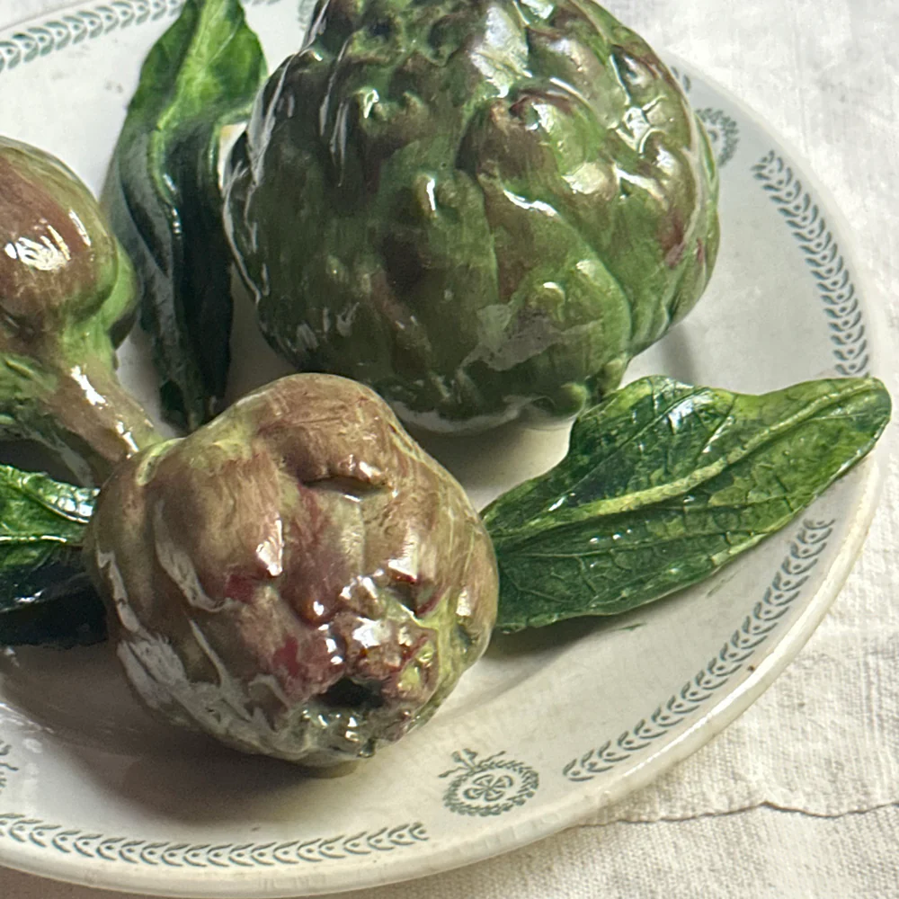 Trompe l'Oeil Christine Viennet Artichoke Trompe l'Oeil  Porcelain Plate (#10) - Image 2