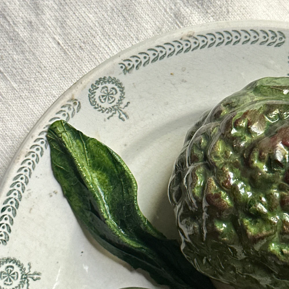 Trompe l'Oeil Christine Viennet Artichoke Trompe l'Oeil  Porcelain Plate (#10) - Image 4