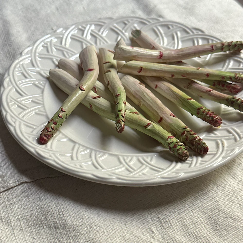 Vintage Christine Viennet Asparagus Trompe l'Oeil Porcelain Plate (#09) - Image 2