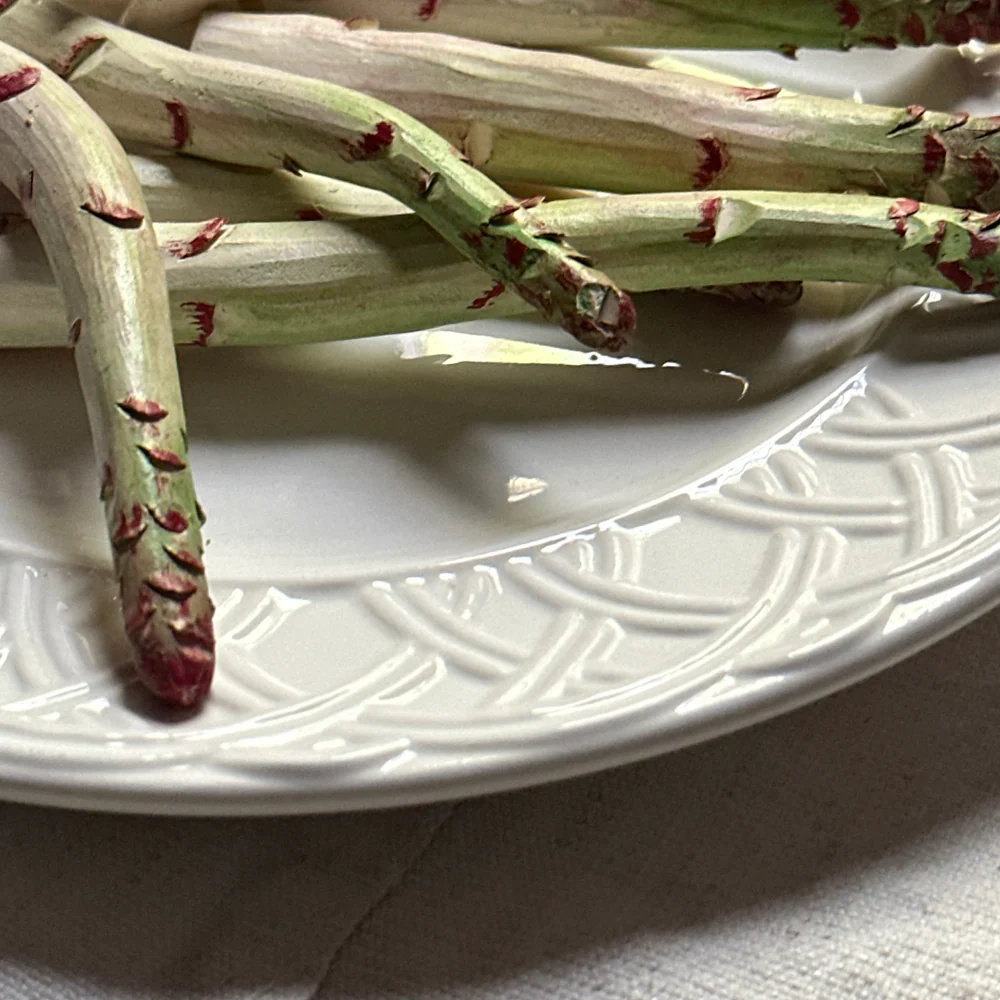 Vintage Christine Viennet Asparagus Trompe l'Oeil Porcelain Plate (#09) - Image 3
