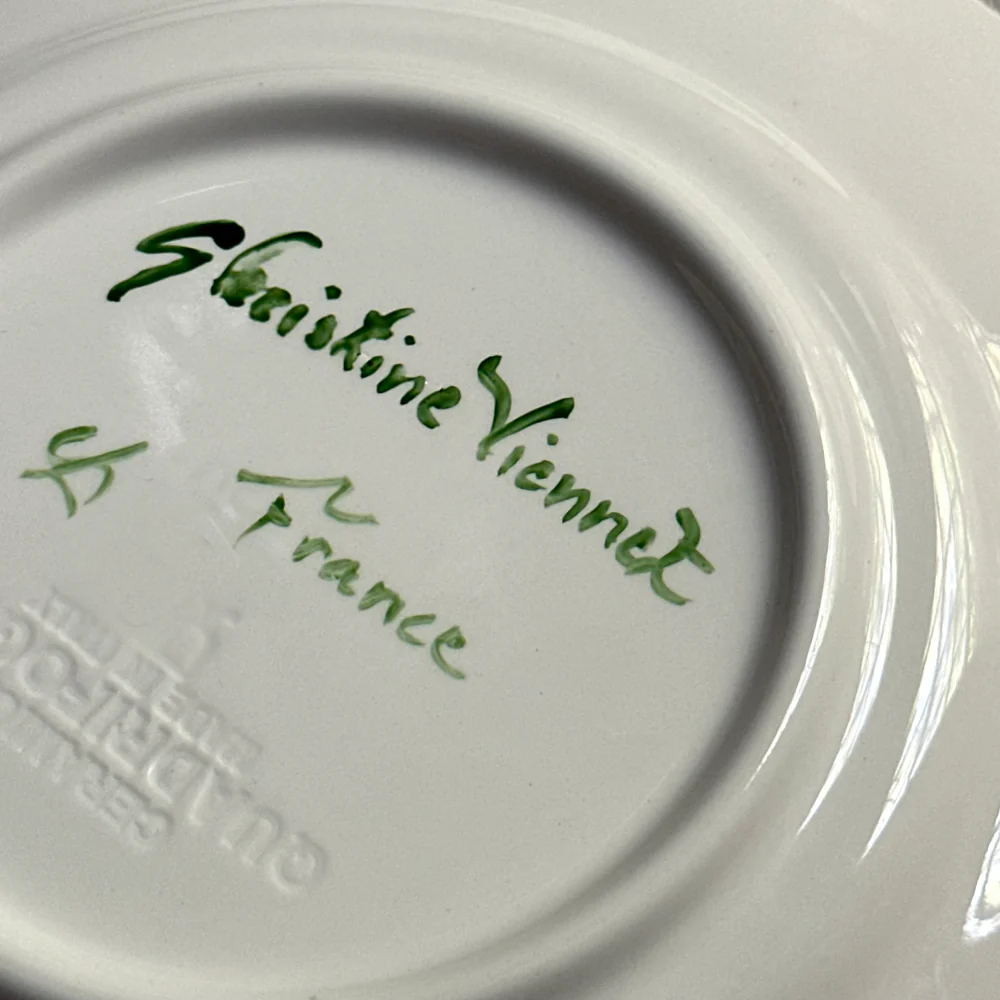Vintage Christine Viennet Asparagus Trompe l'Oeil Porcelain Plate (#09) - Image 5