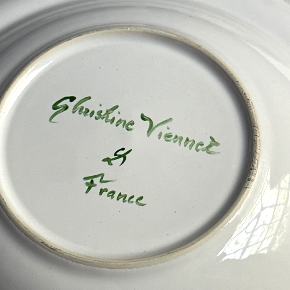 Christine Viennet Garlic and Olives Trompe l'Oeil  Porcelain Plate (#02) - Image 4