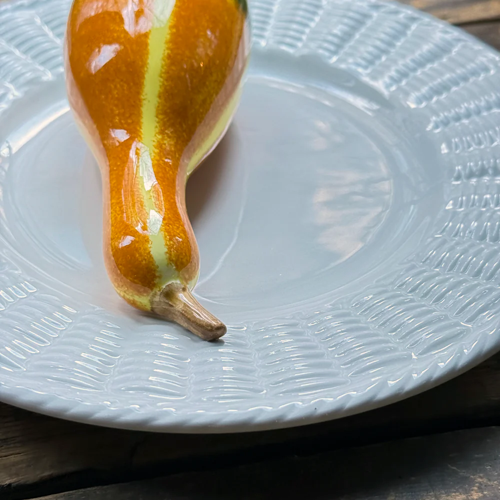 Trompe L'oeil Gourd Plate with Basket-Weave Rim - Image 2