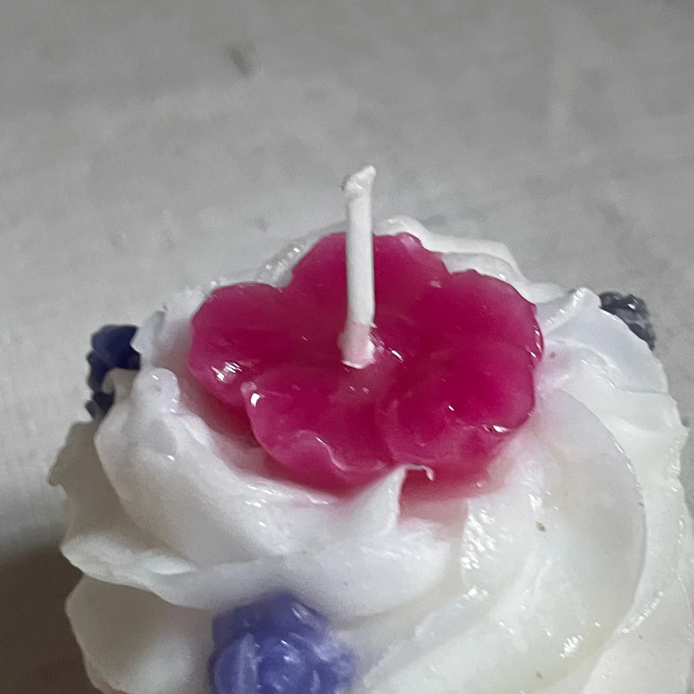 Vanilla Frosting with Flowers Cupcake Candle - Image 2