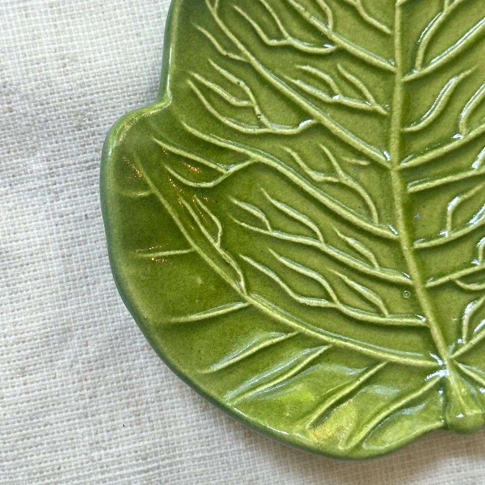 Vintage Barbara Eigen Majolica Leaf Dish (M10) - Image 4