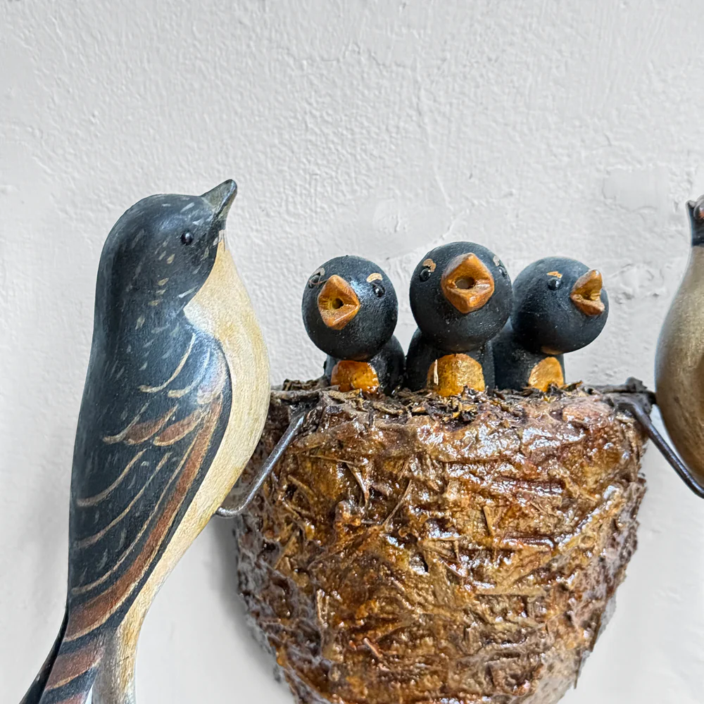 Vintage Black Forest Carved Birds Nest (#12-07) - Image 2
