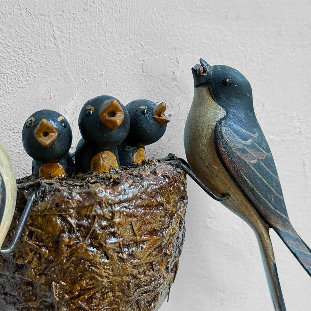 Vintage Black Forest Carved Birds Nest (#12-07) - Image 3