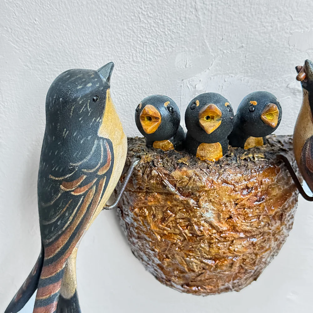 Vintage Black Forest Carved Birds Nest (#12-08) - Image 2
