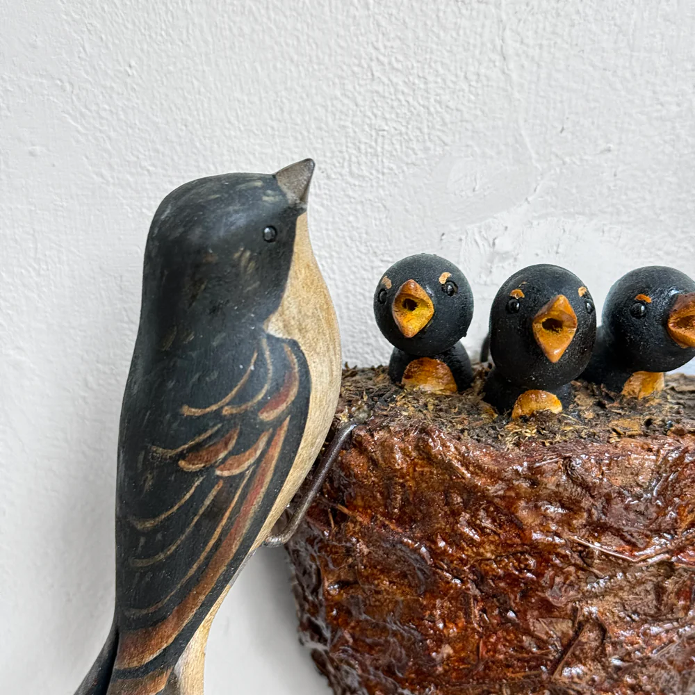 Vintage Black Forest Carved Birds Nest (#12-09) - Image 2