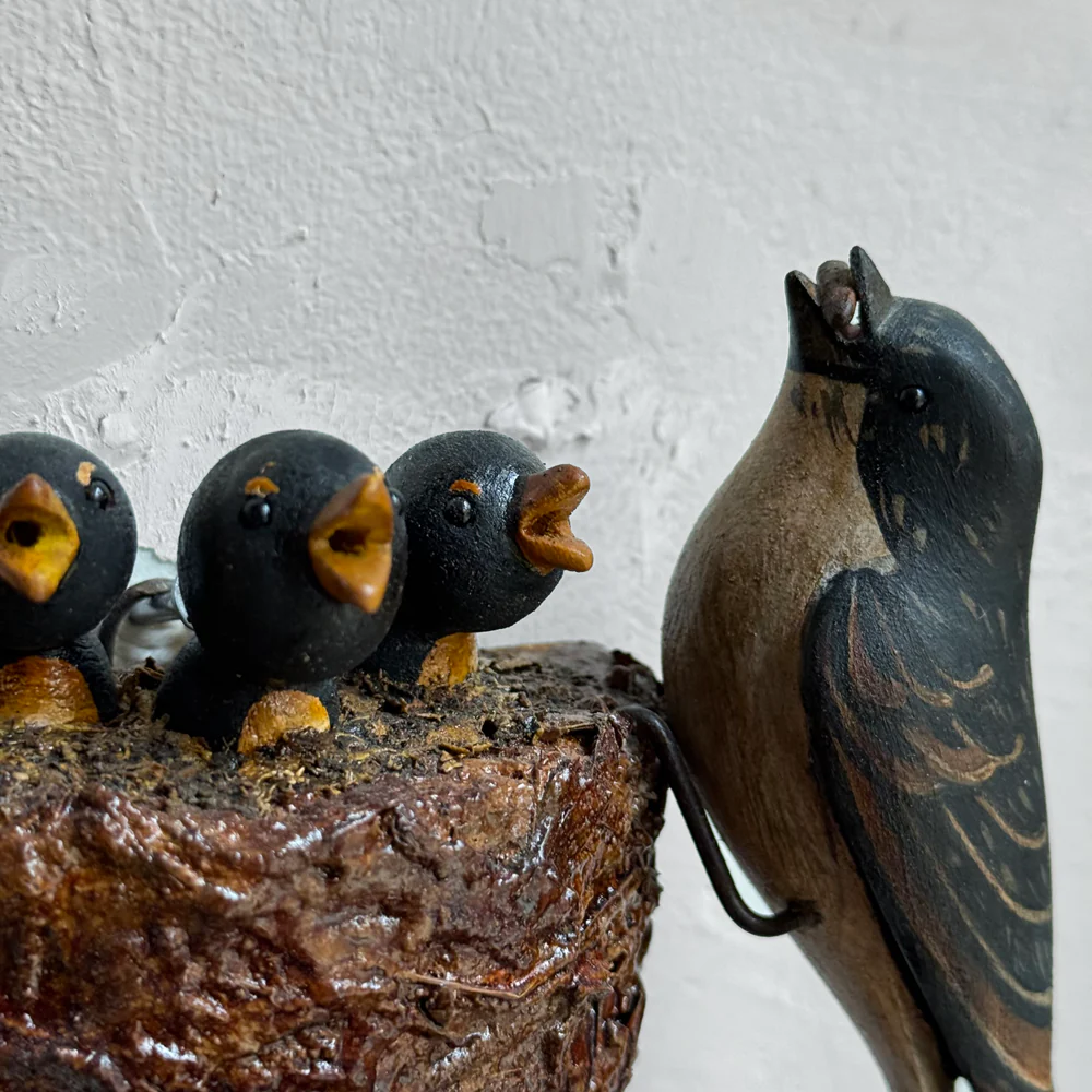 Vintage Black Forest Carved Birds Nest (#12-09) - Image 3