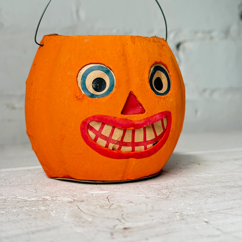 Vintage German Medium Halloween Jack-O'-Lantern Bucket - Image 3