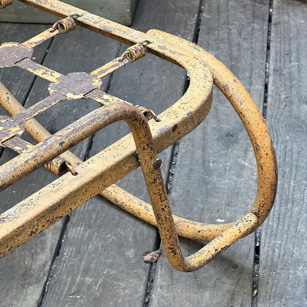 Vintage Painted Metal Chaise Lounge with Wheels - Image 3