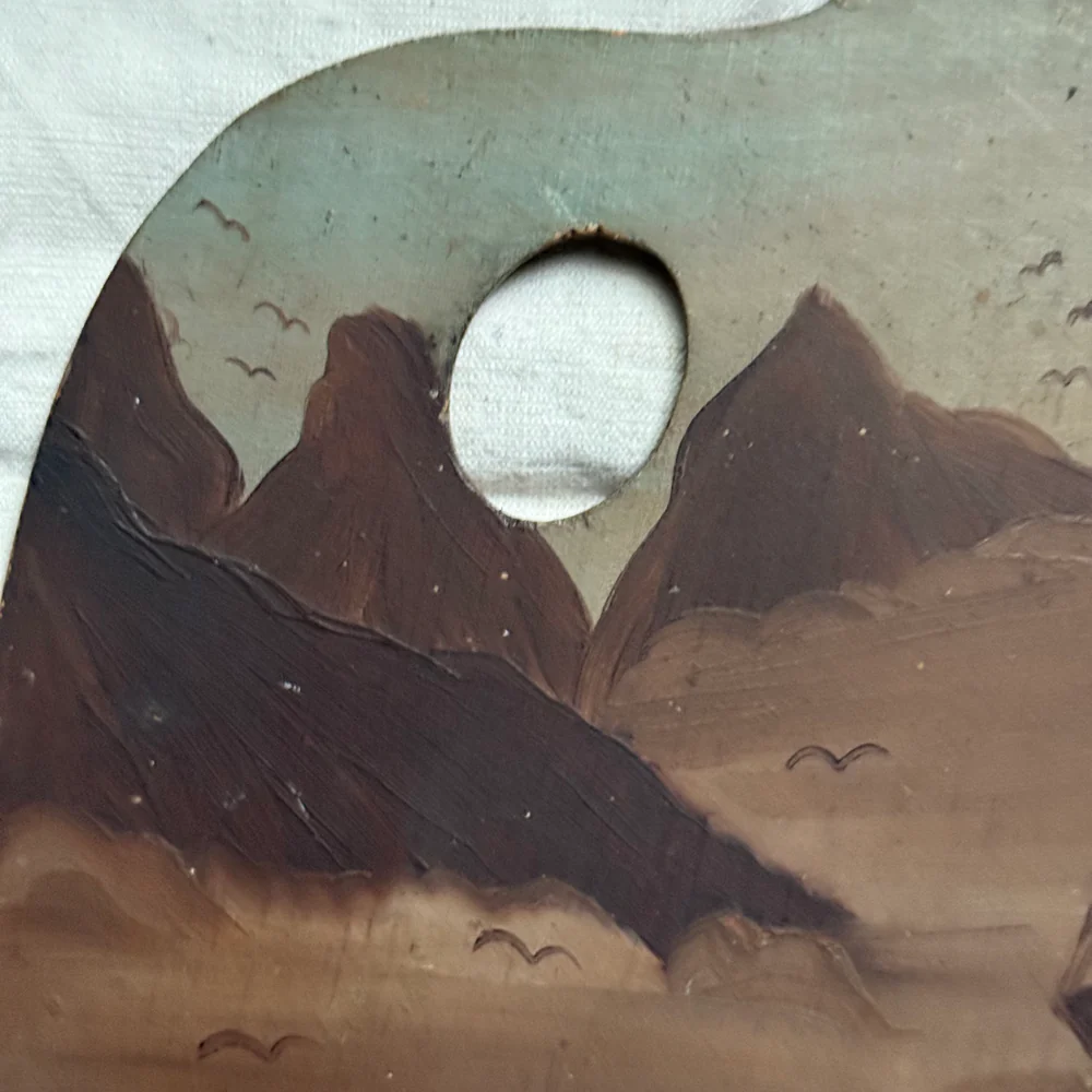Vintage Palette-shaped Seascape Painting - Image 3