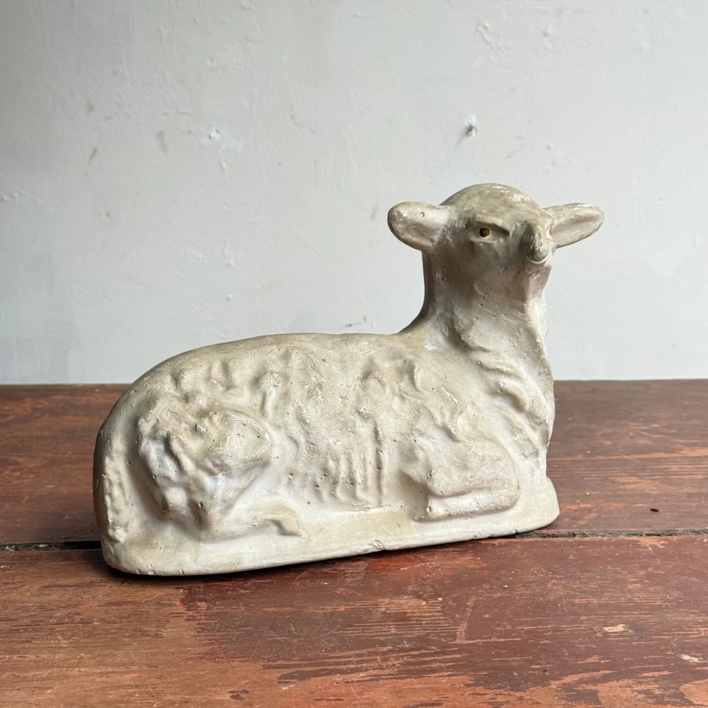 Vintage Plaster Sheep Figure - Image 2