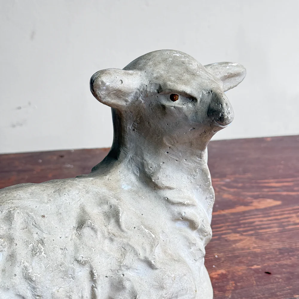 Vintage Plaster Sheep Figure - Image 3