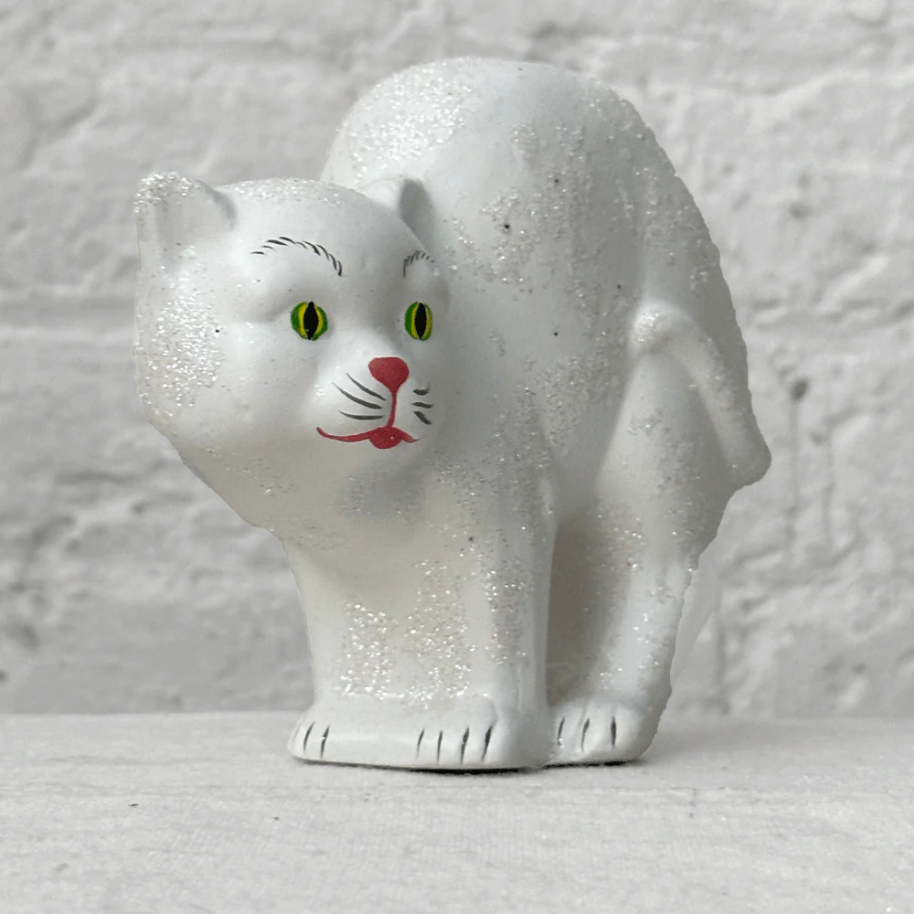 White Arched Glitter Cat - Image 2
