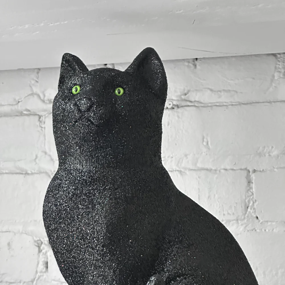 XL Black Glitter Cat Sitting - Image 2