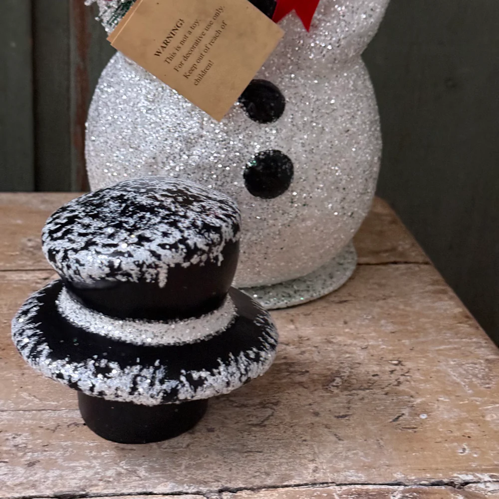 XL Papier-Mâché Glitter Snowman with Scarf - Image 5