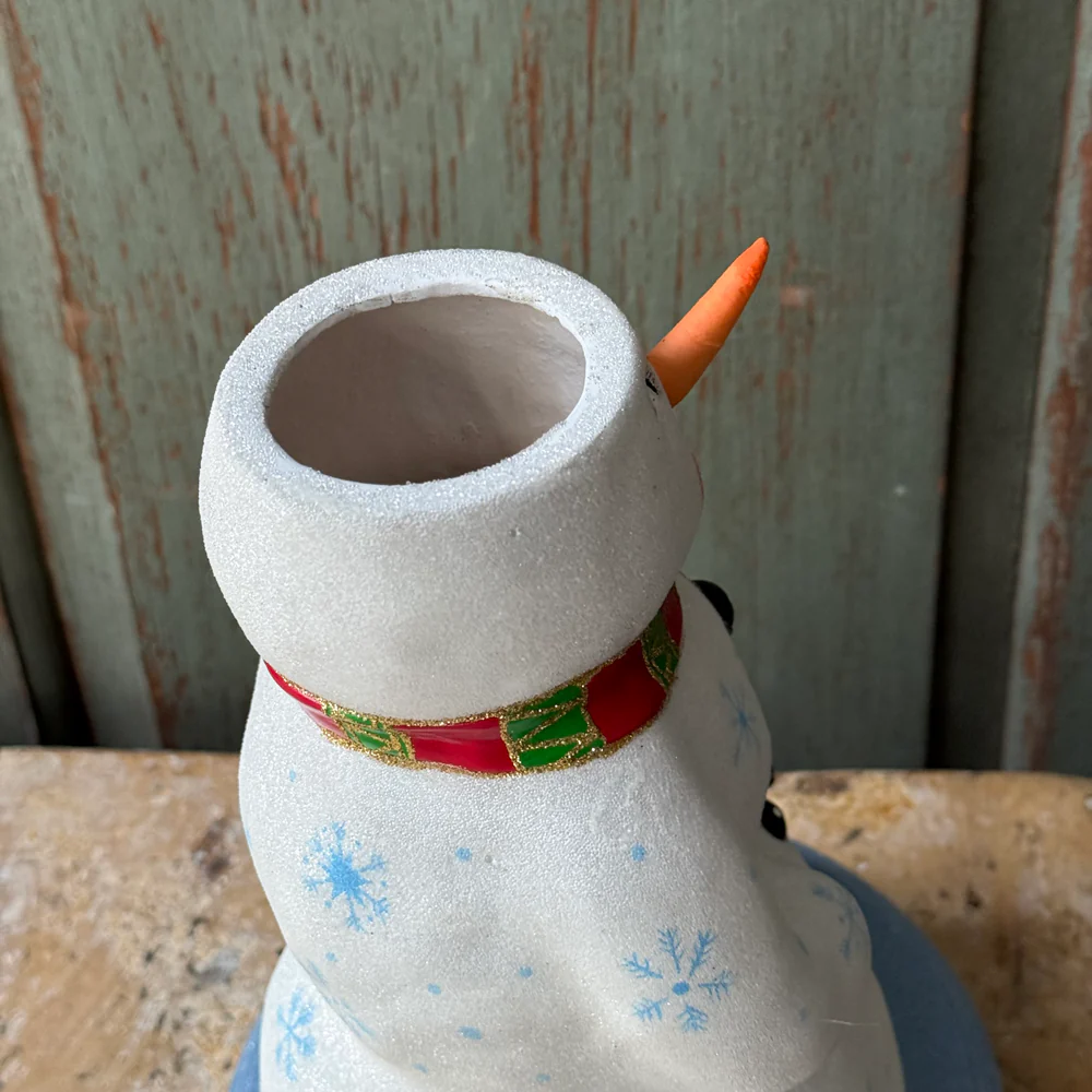 XL Papier-Mâché Snowman with Lantern - Image 6